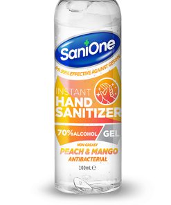 Alcohol Hand Sanitiser Gel Pump Sanione 100ml Peach Mango 70%
