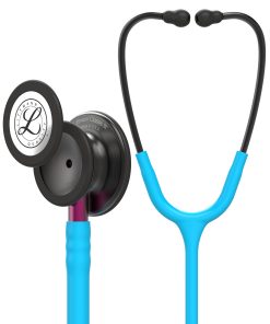 5872 Littmann Classic III Monitoring Stethoscope Smoke & Turquoise - Pink Stem